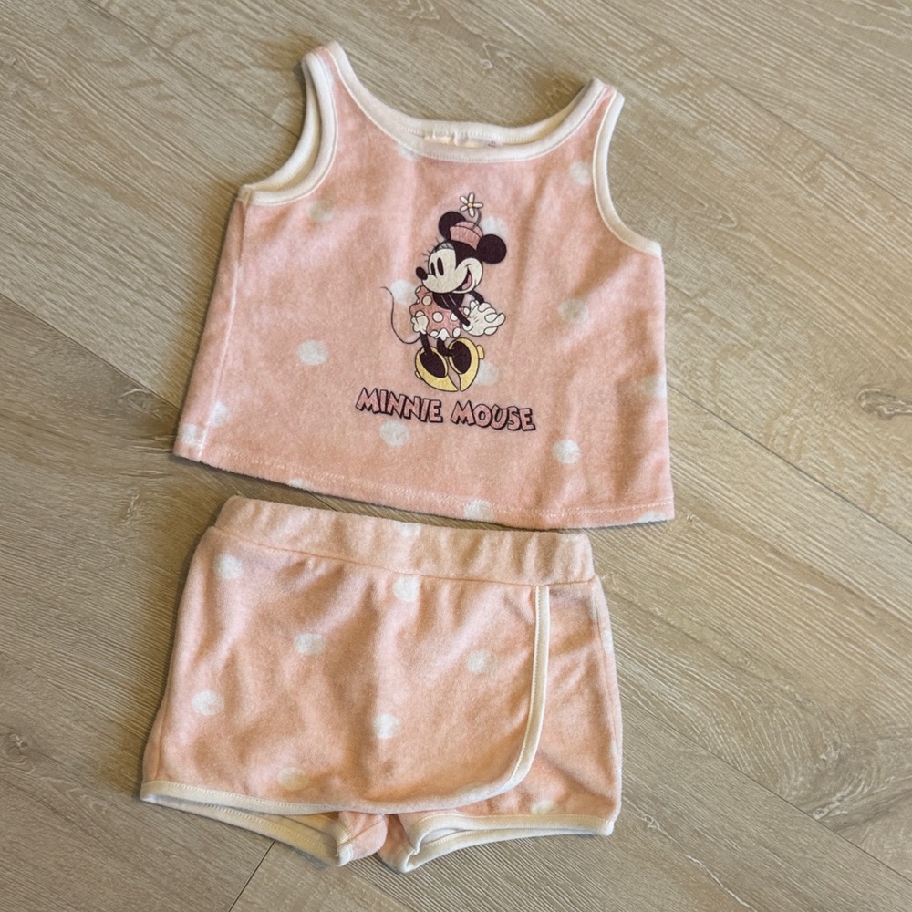 Disney Minnie Mouse Pink & White Tank Top and Shorts Pajama Set
